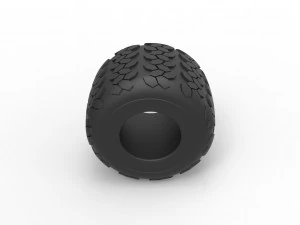 Monster Jam tire 27 Scale 1 to 25 3D Print Model