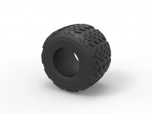 Monster Jam tire 27 Scale 1 to 25 3D Print Model