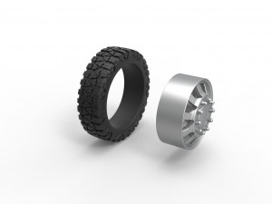 Front semi wheel for pickup Version 18 Scale 1 to 25 3D Print Model
