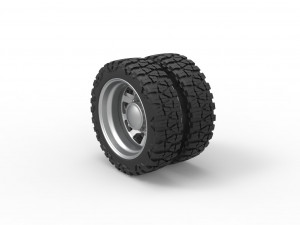 Rear semi wheel for pickup Version 18 Scale 1 to 25 3D Принт Модель