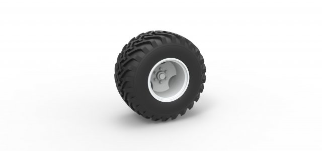 Wheel from vintage monster truck Scale 1 to 25 3D Print Model .c4d .max .obj .3ds .fbx .stl .blend 