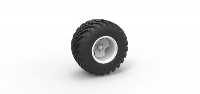 Wheel from vintage monster truck Scale 1 to 25 3D Print Model .c4d .max .obj .3ds .fbx .stl .blend