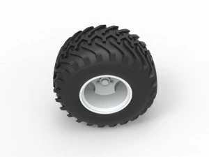 Wheel from vintage monster truck Scale 1 to 25 3D Print Model