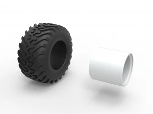 Wheel from vintage monster truck Scale 1 to 25 3D Print Model