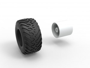 Wheel from vintage monster truck Scale 1 to 25 3D Print Model