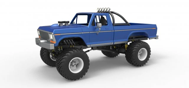 Vintage Monster Truck Scale 1 to 25 3D Print Model .c4d .max .obj .3ds .fbx .stl .blend 