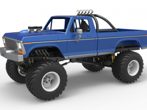 Vintage Monster Truck Scale 1 to 25 3D 打印模型