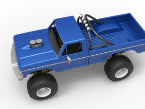 Vintage Monster Truck Scale 1 to 25 3D Print Model
