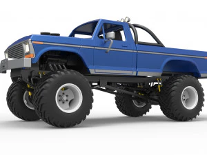 Vintage Monster Truck Scale 1 to 25 3D Print Model