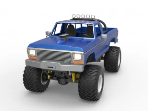 Vintage Monster Truck Scale 1 to 25 3D Print Model
