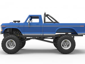 Vintage Monster Truck Scale 1 to 25 3D Print Model