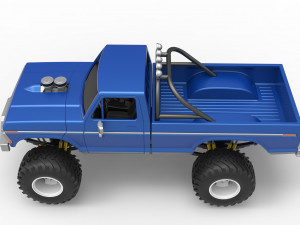 Vintage Monster Truck Scale 1 to 25 3D Baskı Modeli