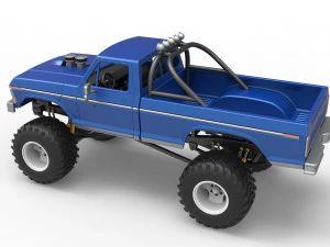 Vintage Monster Truck Scale 1 to 25 3D Print Model