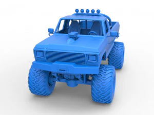 Vintage Monster Truck Scale 1 to 25 3D Print Model