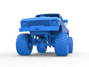 Vintage Monster Truck Scale 1 to 25 3D Print Model