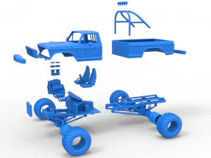 Vintage Monster Truck Scale 1 to 25 3D Print Model