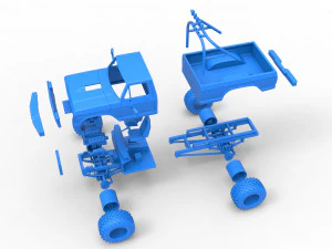 Vintage Monster Truck Scale 1 to 25 3D Print Model