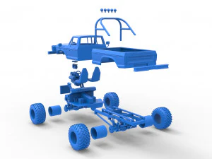 Vintage Monster Truck Scale 1 to 25 3D Print Model