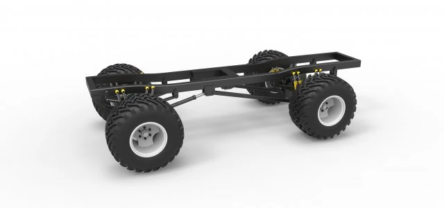 Chassis of vintage monster truck 1 Scale 1 to 25 3D Print Model .c4d .max .obj .3ds .fbx .stl .blend 