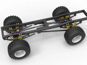 Chassis of vintage monster truck 1 Scale 1 to 25 3D Print Model