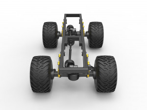 Chassis of vintage monster truck 1 Scale 1 to 25 3D प्रिंट मॉडल