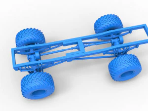 Chassis of vintage monster truck 1 Scale 1 to 25 3D Print Model
