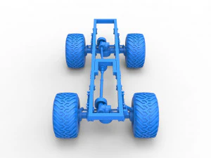Chassis of vintage monster truck 1 Scale 1 to 25 3D Print Model
