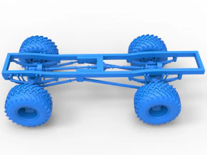 Chassis of vintage monster truck 1 Scale 1 to 25 3D Print Model