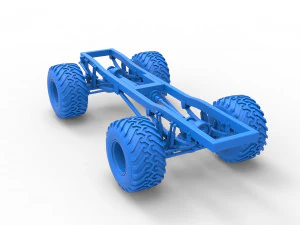Chassis of vintage monster truck 1 Scale 1 to 25 3D Print Model