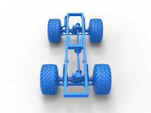 Chassis of vintage monster truck 1 Scale 1 to 25 3D Print Model