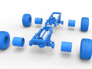 Chassis of vintage monster truck 1 Scale 1 to 25 3D Print Model