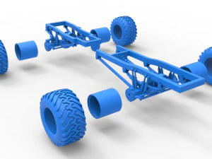 Chassis of vintage monster truck 1 Scale 1 to 25 3D Print Model