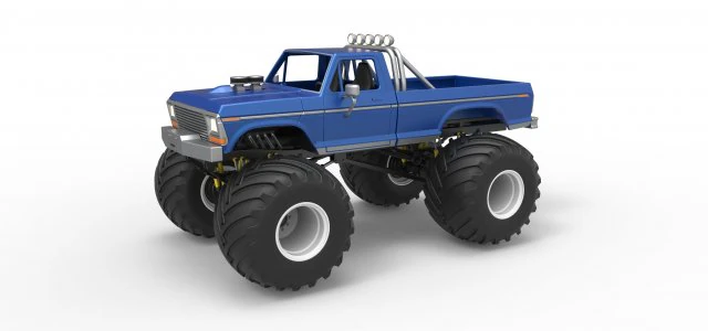 Vintage Monster Truck Scale 1 to 25 3D Print Model .c4d .max .obj .3ds .fbx .stl .blend
