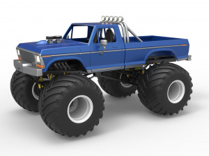 Vintage Monster Truck Scale 1 to 25 3D Print Model