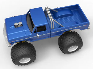 Vintage Monster Truck Scale 1 to 25 3D Print Model
