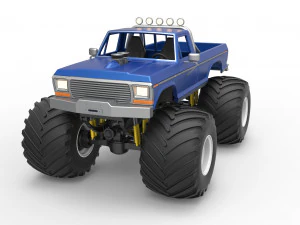 Vintage Monster Truck Scale 1 to 25 3D Print Model