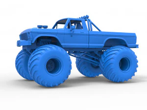 Vintage Monster Truck Scale 1 to 25 3D Print Model