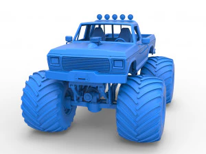 Vintage Monster Truck Scale 1 to 25 3D Print Model