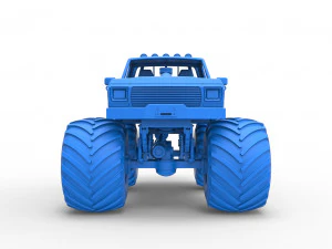 Vintage Monster Truck Scale 1 to 25 3D Print Model