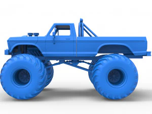 Vintage Monster Truck Scale 1 to 25 3D Print Model