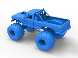 Vintage Monster Truck Scale 1 to 25 3D Print Model