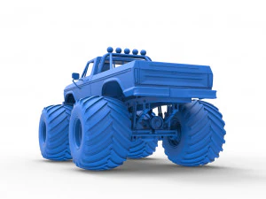 Vintage Monster Truck Scale 1 to 25 3D Print Model