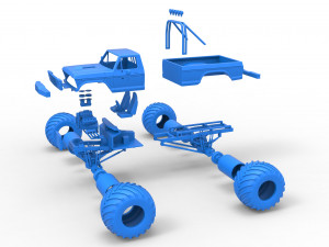 Vintage Monster Truck Scale 1 to 25 Modelo de Impressão 3D