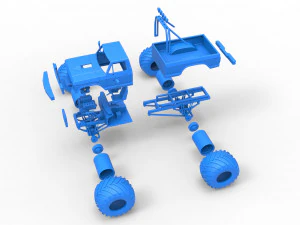 Vintage Monster Truck Scale 1 to 25 3D Print Model