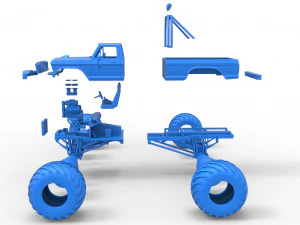 Vintage Monster Truck Scale 1 to 25 3D Print Model