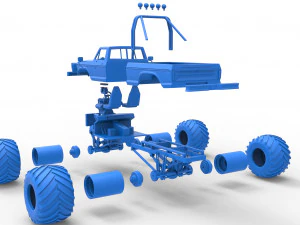 Vintage Monster Truck Scale 1 to 25 3D Print Model