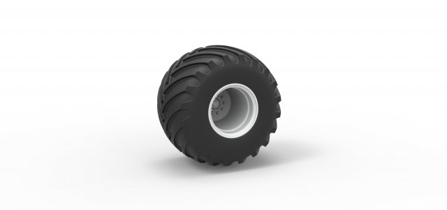 Wheel from vintage monster truck Scale 1 to 25 3D-printmodel .c4d .max .obj .3ds .fbx .stl .blend 