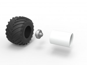 Wheel from vintage monster truck Scale 1 to 25 3D-printmodel