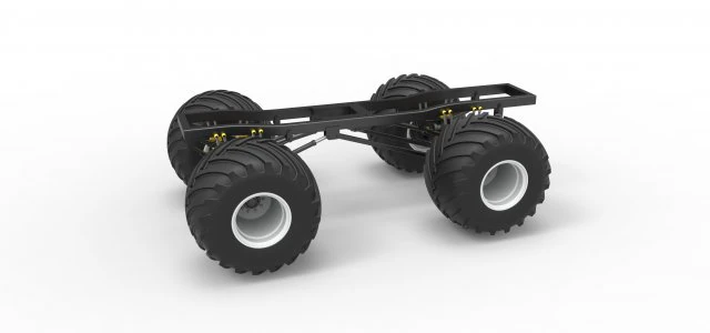 Telaio del monster truck vintage Scala da 1 a 25 Modello di stampa 3D .c4d .max .obj .3ds .fbx .stl .blend 