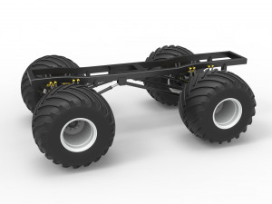 Chassis of vintage monster truck Scale 1 to 25 3D Print Model